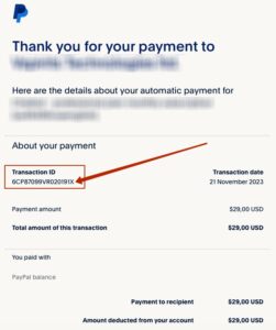How to copy transaction ID from PayPal email